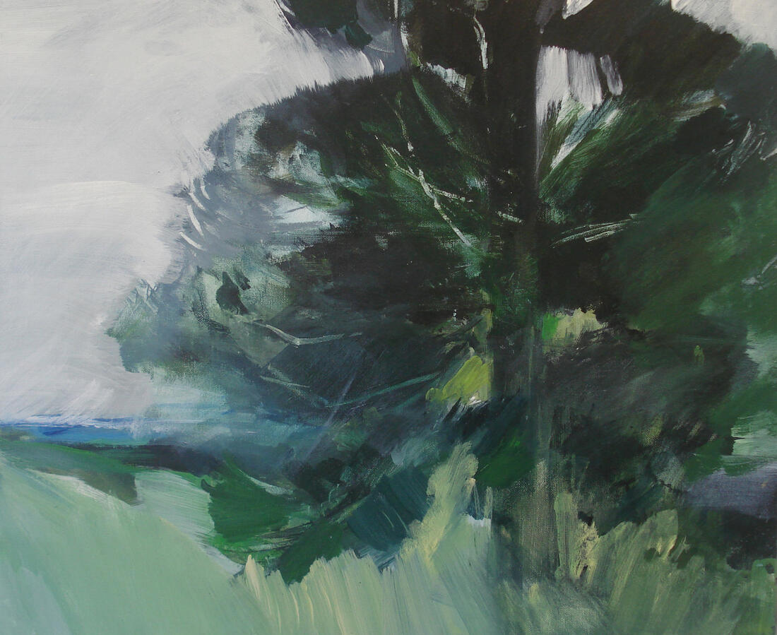 View to Totnes / Acrylic on canvas / framed 60cm x 50cm / SOLD