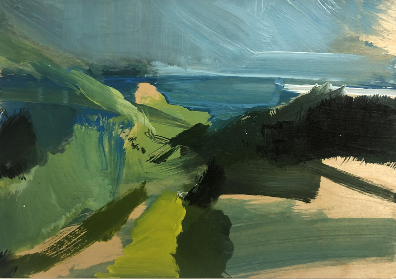 Sharkham point /Acrylic on board/ framed 37cm x 27cm/ £320
