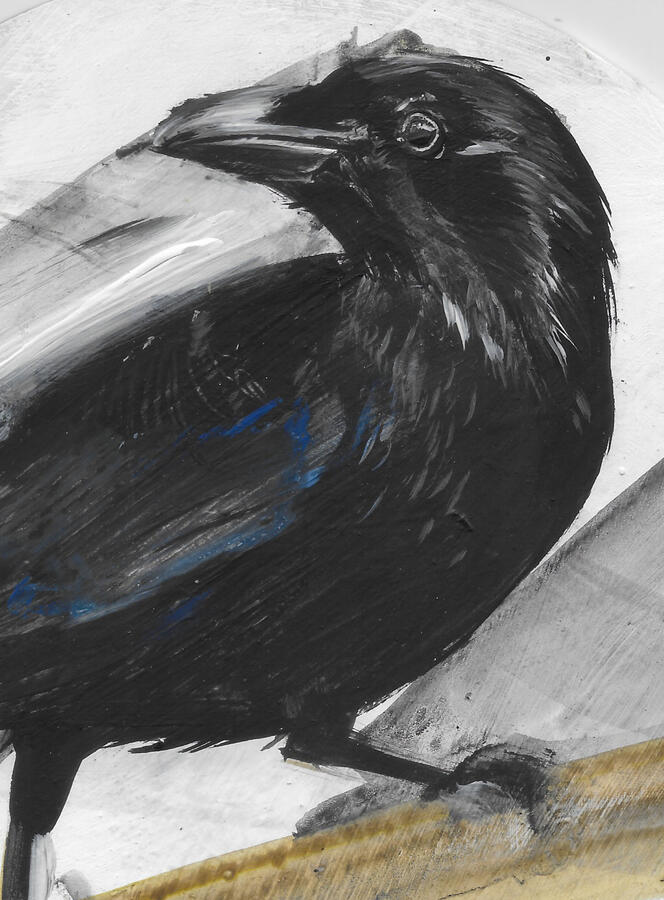 Carrion crow / Acrylic on board / circular frame -8 inch /£145