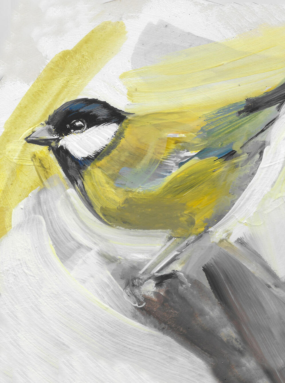 Great Tit Acrylic on board (circular 8 inch frame) £145